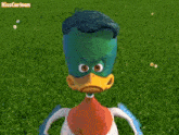 a close up of a cartoon character 's eyes with a kisscartoon logo in the background
