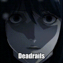 a woman is walking through a foggy forest with the words deadrails written on the bottom