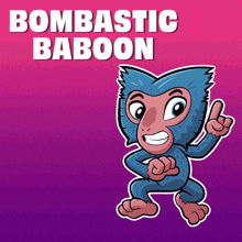 a cartoon monkey with the words bombastic baboon behind it