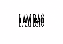the word i am bao is written in black on a white background .