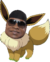 a cartoon eevee with a man 's face and sunglasses on