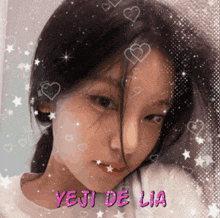 a picture of a girl with the name yeji de lia
