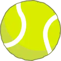 a yellow tennis ball with a white stripe on the side