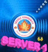 a logo for tropez community server 1 with a maple leaf on it