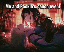 a picture of a girl laying on the floor with the caption me and pookie 's canon event