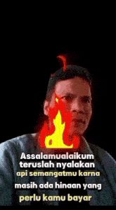 a cartoon of a man with a fire coming out of his mouth