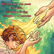 a poster that says blessed are the poor in spirit and for theirs is the kingdom of heaven