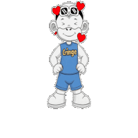 a cartoon of a boy wearing a shirt that says cringe