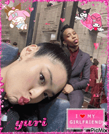 a picture of a woman and a man that says i love my girl friend