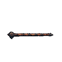 a cartoon drawing of a sword with a pointed end on a white background .