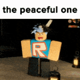 a roblox character wearing a pirate hat is standing next to a lantern .
