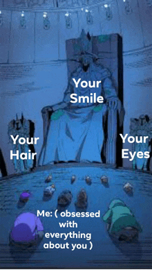 a cartoon of a man on a throne with the caption " your smile "