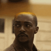 a man with a beard and a bald head looks at the camera