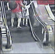 wheelchair escalator roll fall big mistake