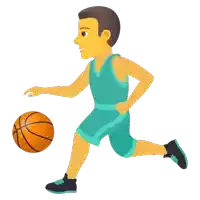 a cartoon of a basketball player in a blue uniform