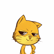 a cartoon drawing of a cat with a serious look on his face