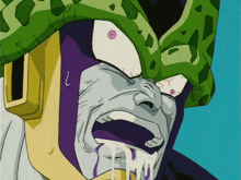 a close up of a cartoon character 's face with tears coming out of it