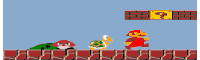 a pixel art of a video game with a question mark in the corner