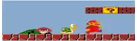 a pixel art of a video game with a question mark in the corner