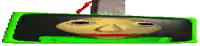 a pixel art of a person 's face with a green background .