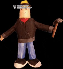 a stuffed toy of a man with a hat and hammer is created with avatarify app