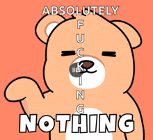 a teddy bear with the words absolutely fucking nothing on its face