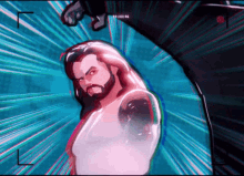 a cartoon drawing of a man with long hair and a beard with a time stamp of 01:43:46