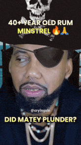 a man with a beard wearing a pirate hat and sunglasses
