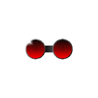 a pair of red glasses with a black frame on a white background