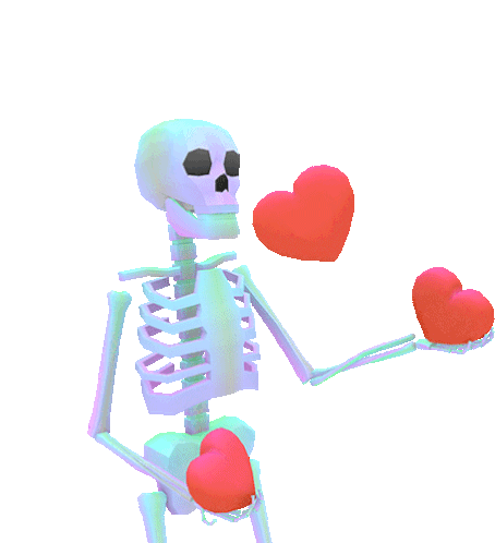 Skeleton Juggling Sticker - Skeleton Juggling Hearts Stickers