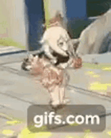 a dog in a dress is standing on a table .