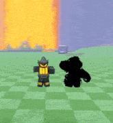 a video game character named kamlaw2012 is standing in front of a large fire