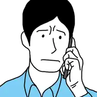 a drawing of a man talking on a cell phone with a serious look on his face