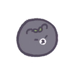 a cartoon drawing of a purple circle with a face on it .