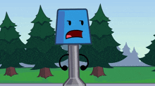 a cartoon drawing of a lamp with a face