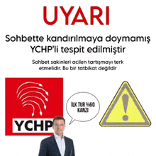 a man in a suit is standing in front of a ychp logo