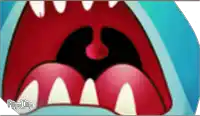 a close up of a cartoon character 's mouth with flipa clip written on the bottom right