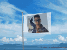 a flag with a picture of a man on it that says " al-de-vit "