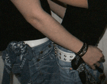 a person with a bandana around their waist that says ' 2000 ' on it