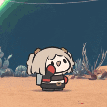 a cartoon character with red boxing gloves and a belt