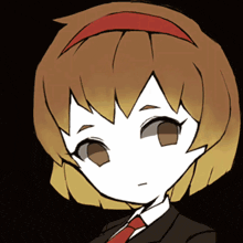 a drawing of a girl with a red headband