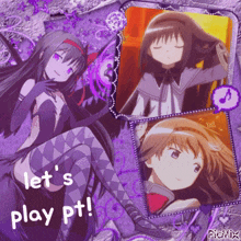 a picture of a girl with the words let 's play pt on it