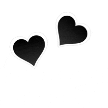 three black hearts on a white background .