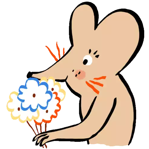 Mouse Holding A Bouqet Of Flowers For Her Partner. Sticker - Souris D Amour Rat Flowers Stickers