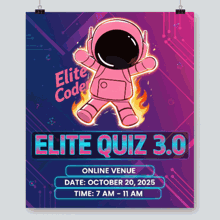 a poster that says elite quiz 3.0 online venue