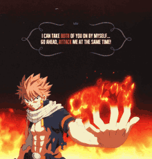 fairy tail i can take both of you go ahead attack same time natsu dragneel