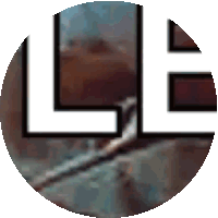 the letter l is in a circle with a picture of a person in the background .