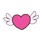 a pink heart with pink angel wings on a white background .
