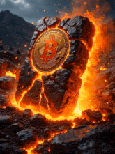 a coin with the letter b on it is breaking through a rock