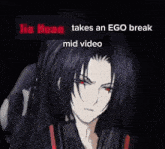 jia huan takes an ego break mid video with a black background